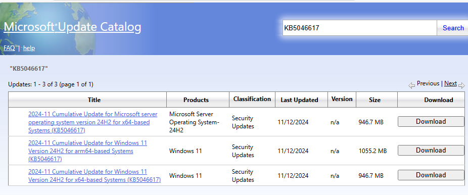 update catalog