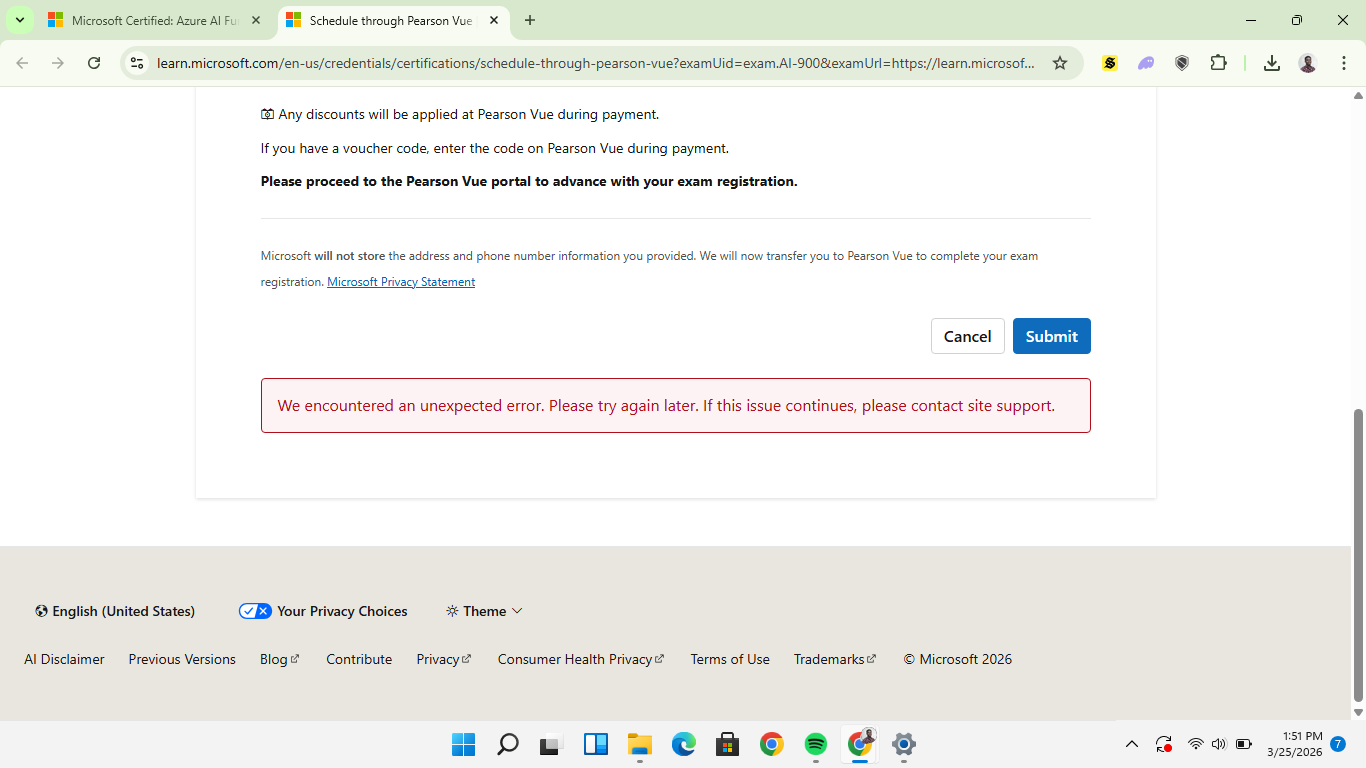 My exam was stuck on the check-in process - Microsoft Q&A