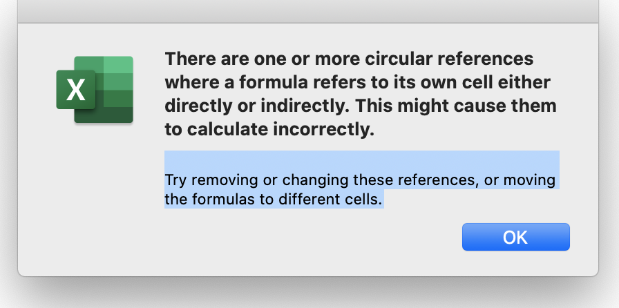How do I find & correct a circular reference in Excel 2016 for Mac ...