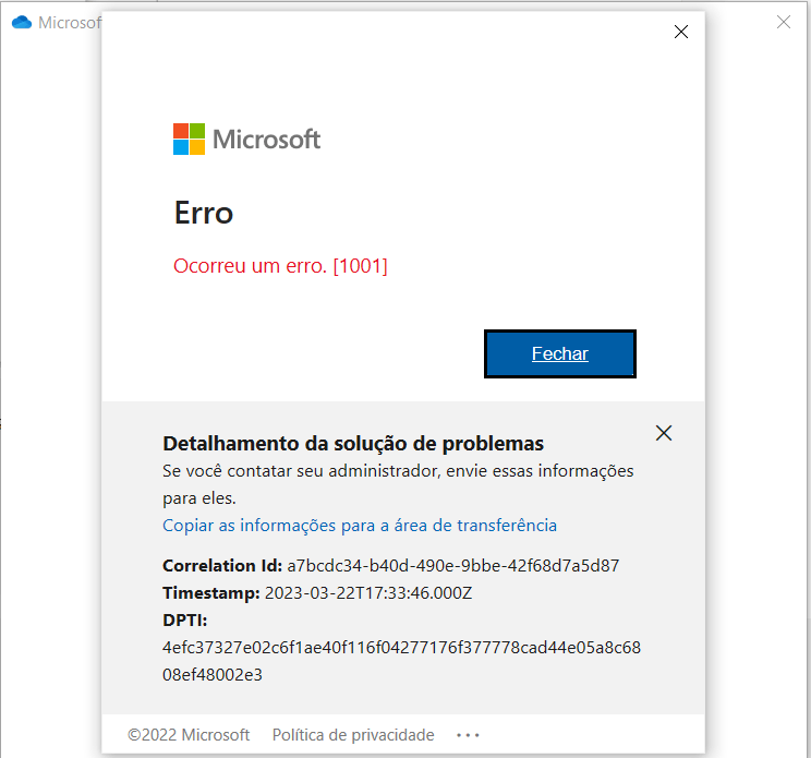 Problema para conectar OneDrive - Microsoft Q&A