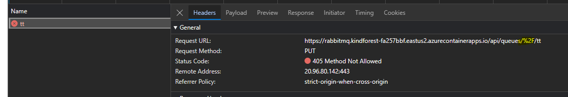 I belive the error is thanks to the %2F on the url of rabbitmq
