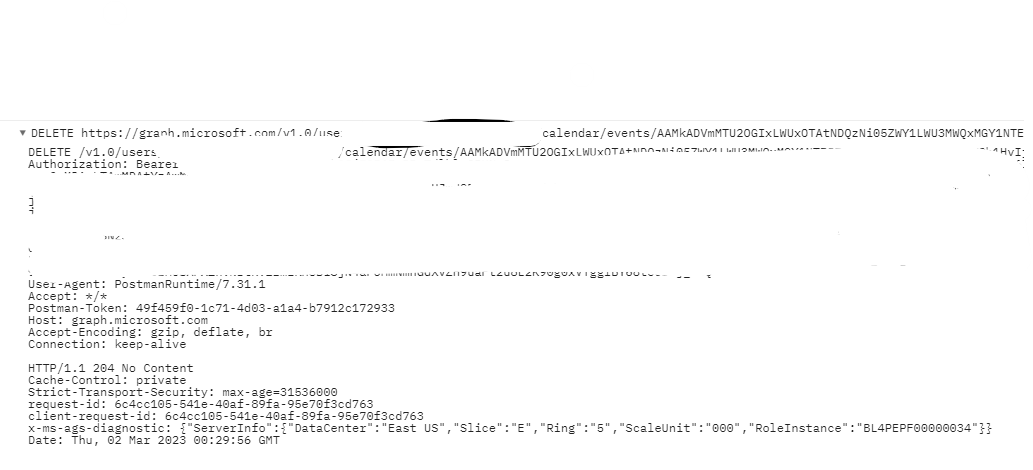 Has the email delete message endpoint started to return a faulty header ...