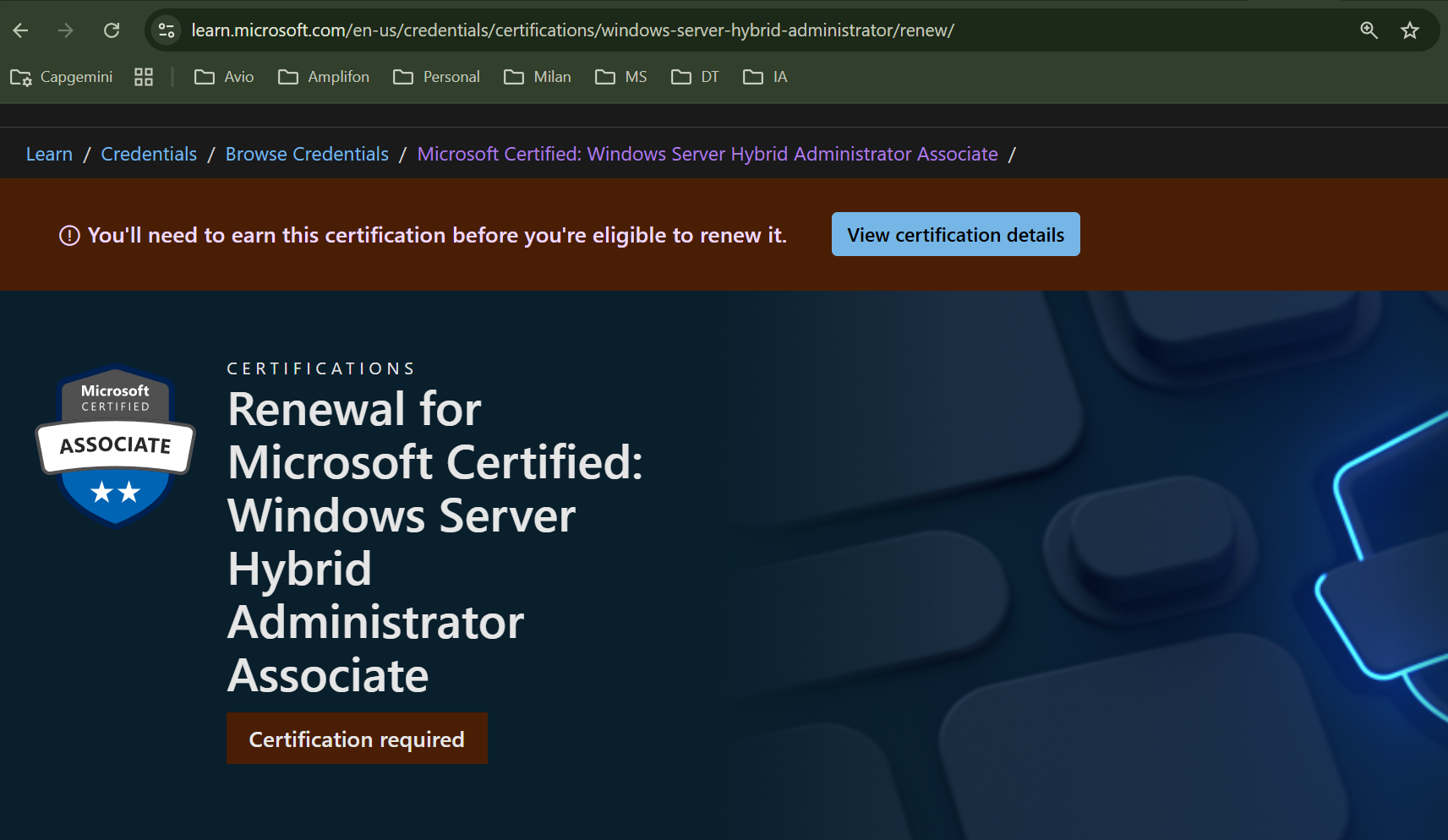 How can I renew certification which seems to be blocked...like I don't ...