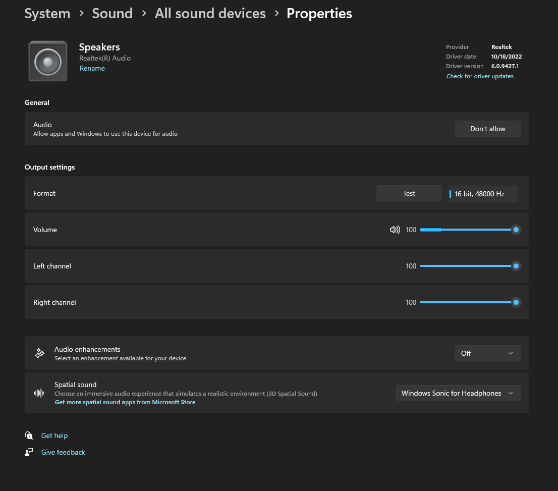How to change the sound output rate to 44100 hz/ No option too change ...