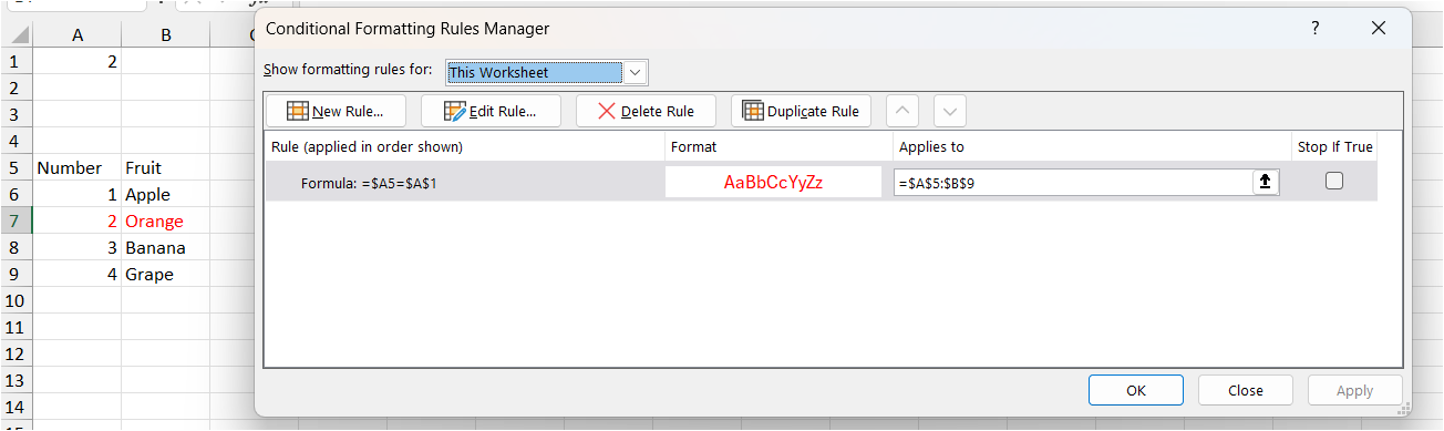 Conditional Formatting Table Rows based on matching column and dropdown ...