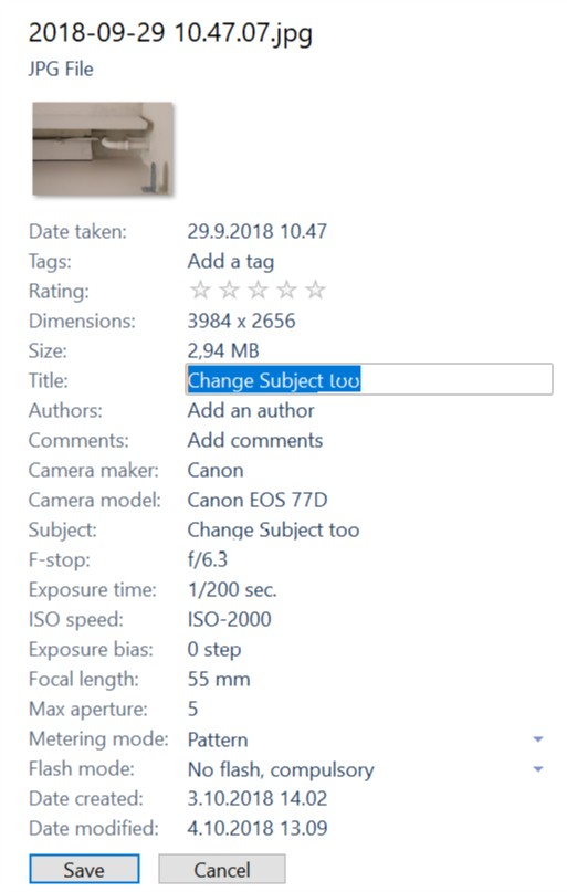 Chancing the Title metadata of photo change Subject too - Microsoft Q&A