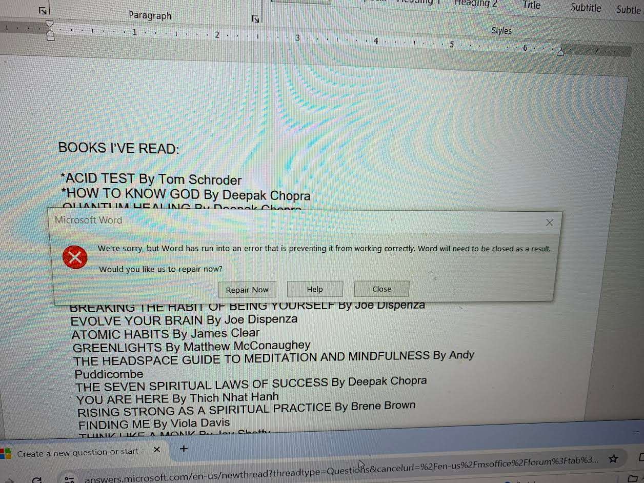 Why did my microsoft word program suddenly stop working? - Microsoft Q&A