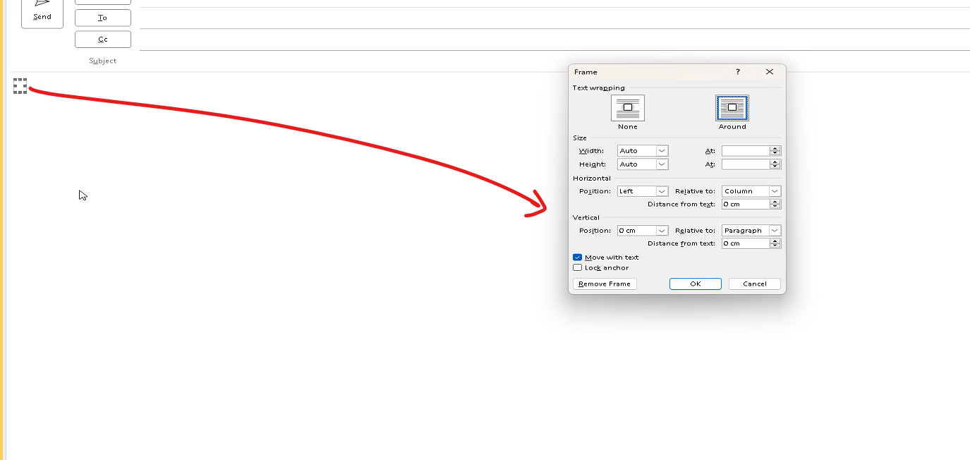 remove frame from outlook - Microsoft Q&A
