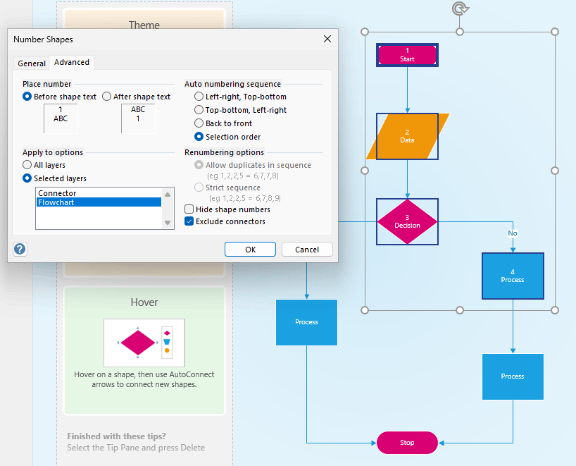 Auto numbering feature in MS Visio not working as expected - Microsoft Q&A