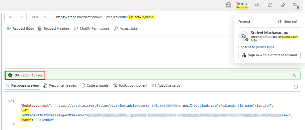 The graph calendar API is not working（500:ErrorInternalServerError ...