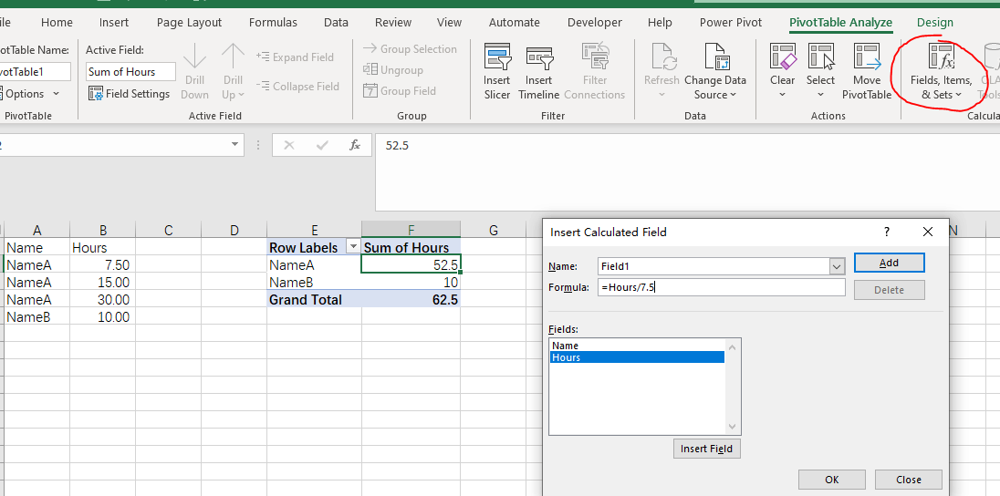 How to change my pivot table to report number of days rather than hours ...