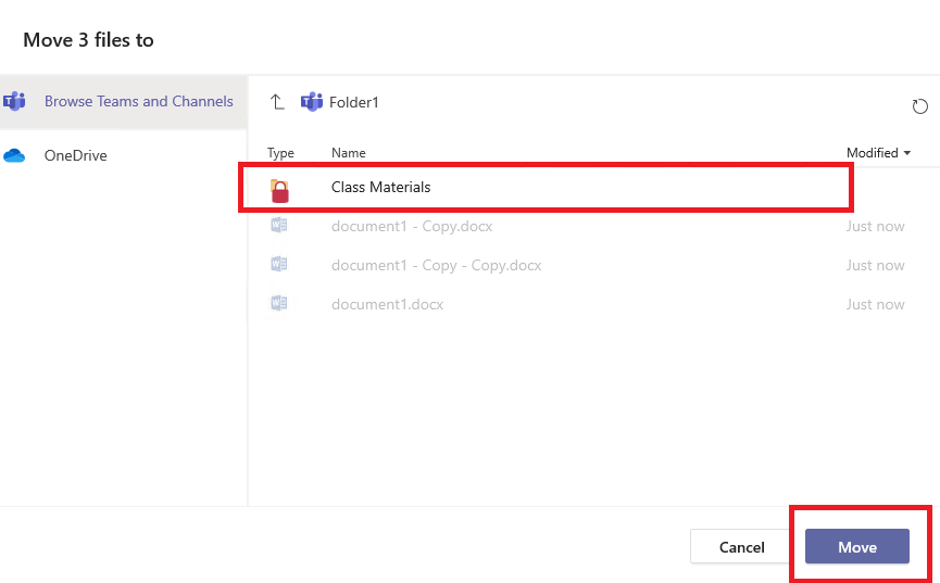 Moving files into class material - Microsoft Q&A