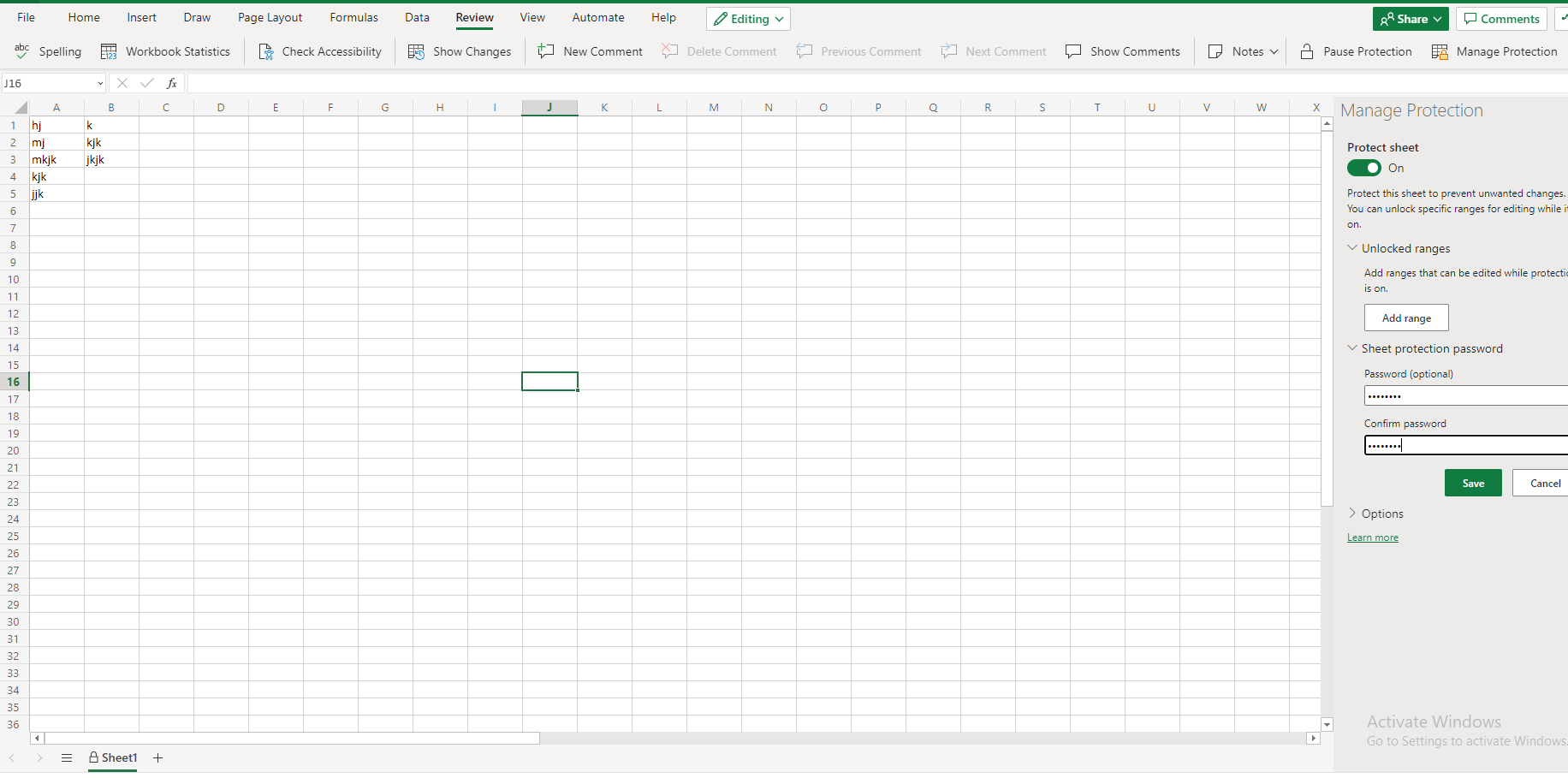excel web app sheet is password protected but when you open in desktop ...