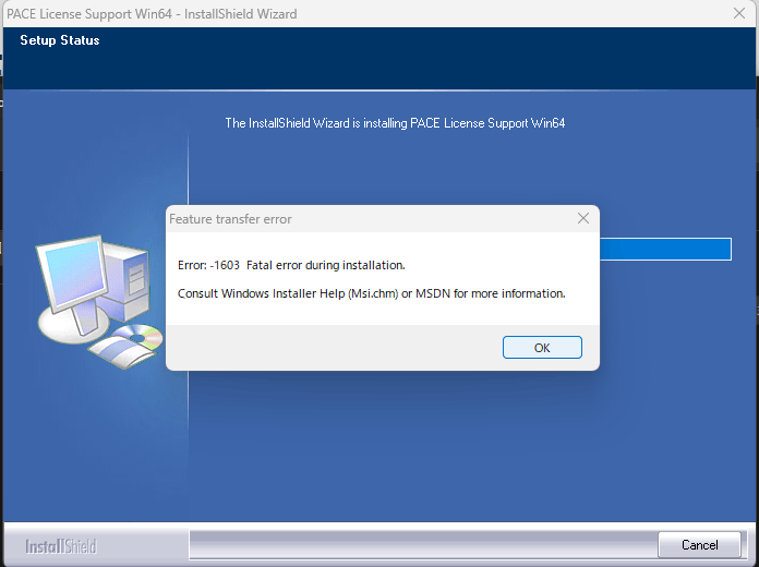 PACE License Service : Error 1935 - Microsoft Q&A