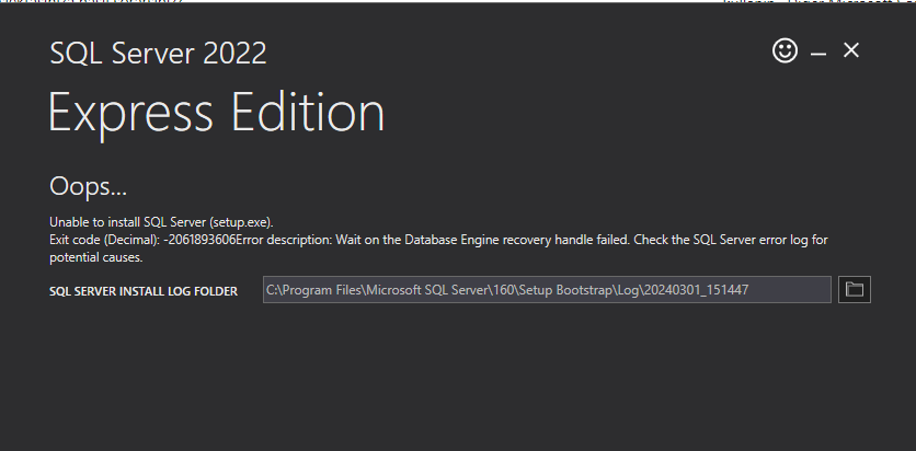 SQL SERVER 2022 Log Hatası - Microsoft Q&A