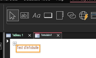 ab AaTableau 1Formulaire 1Test d'infobulle