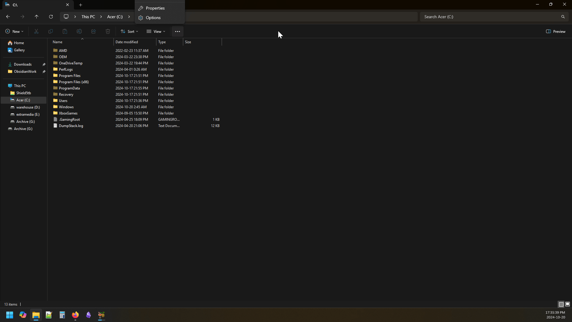 explorer ellipses menu opens upwards not downwards - Microsoft Q&A