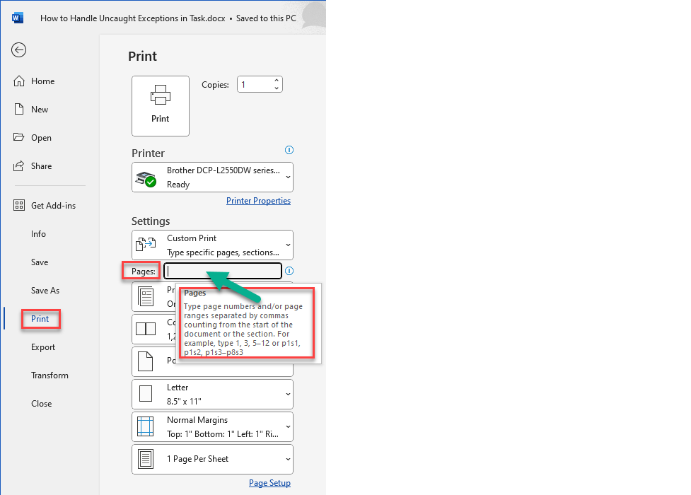 WordPrintPageRangeOption