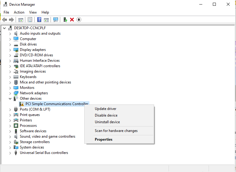 PCI Simple Communication Controller