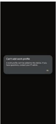 Can't add work profile
