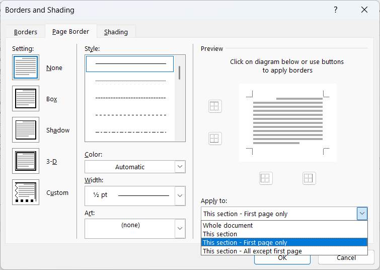 How to exclude header from page border? - Microsoft Q&A
