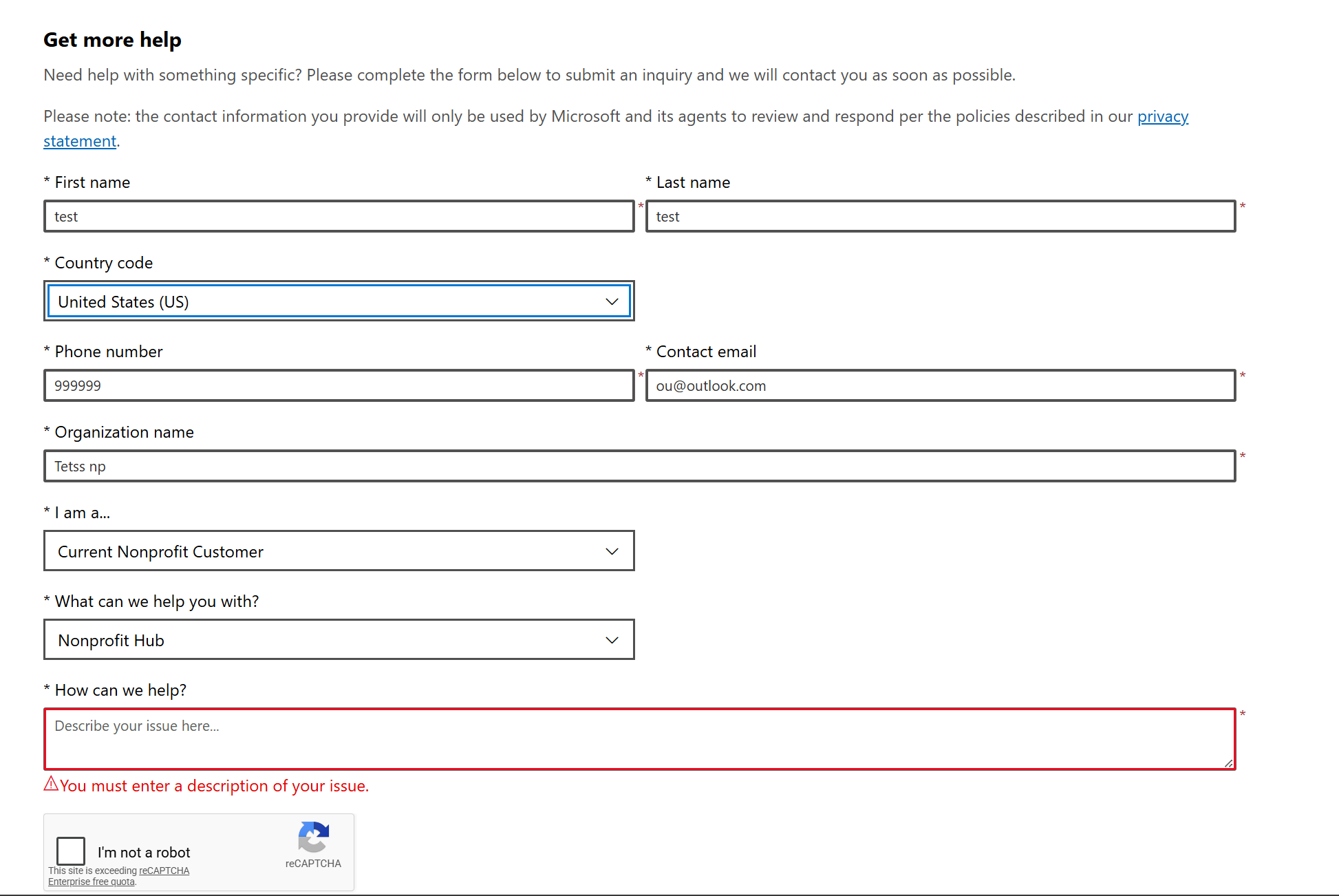 Cannot open a support ticket with Microsoft nonprofits - Microsoft Q&A