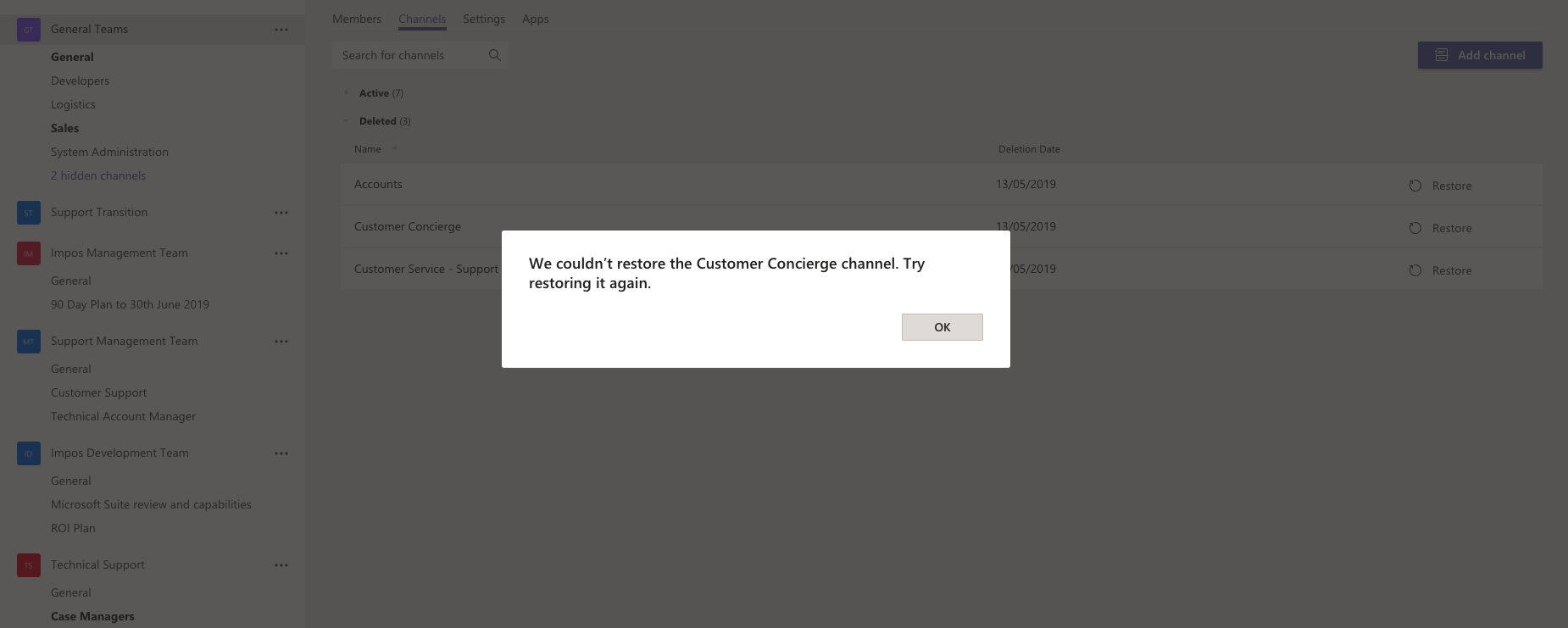 Microsoft Teams - Cannot restore a deleted channel - Microsoft Q&A