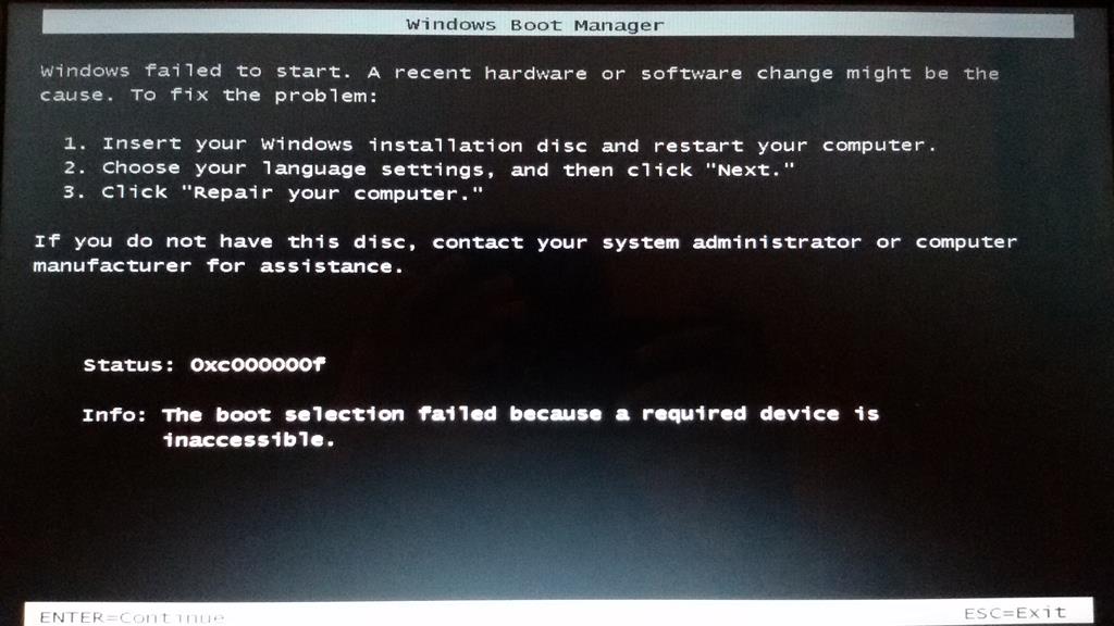 ホセです　他の方は購入しないでください FIX: The Boot Selection Failed Because A Required Device Is