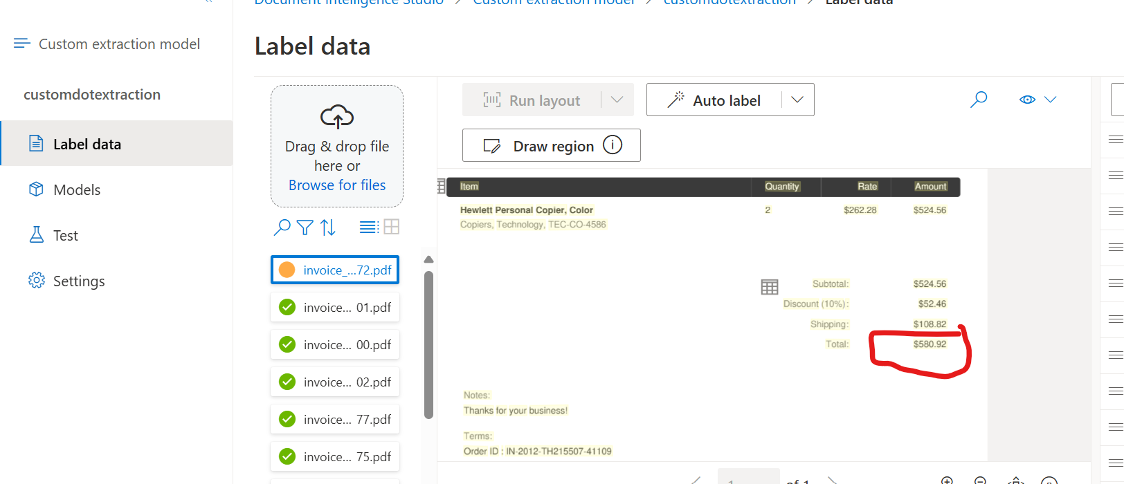 Azure Document analysis custom extraction model failing to recognize ...