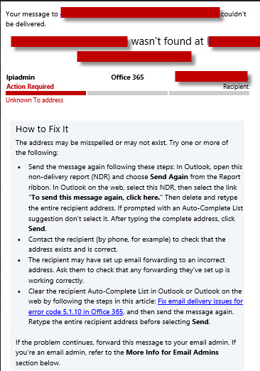 Received None-Delivery Report (NDR) error - Microsoft Q&A