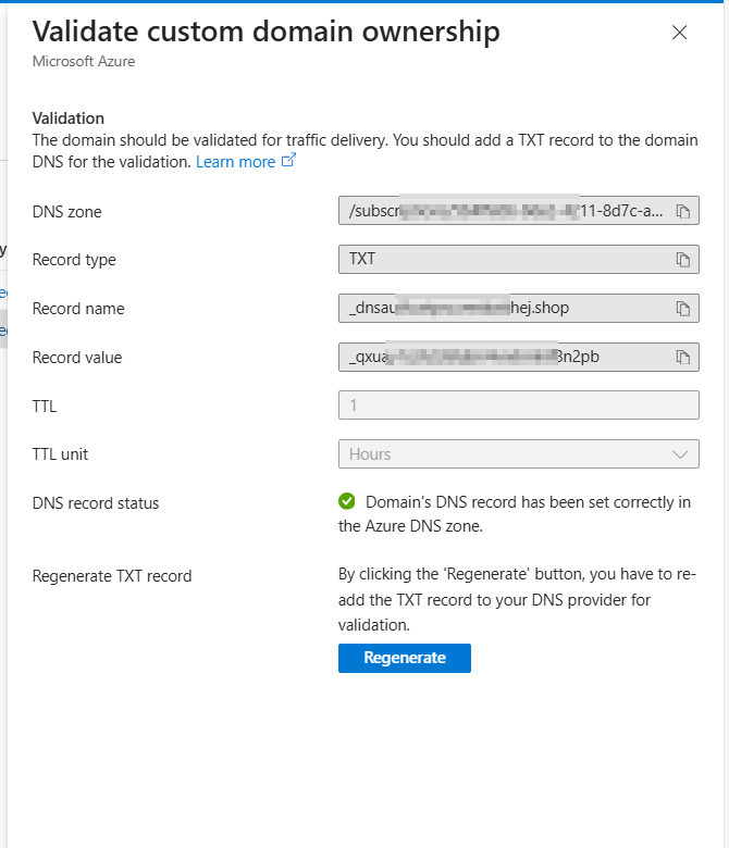 Azure DNS TXT record is not showing up for validation - Microsoft Q&A