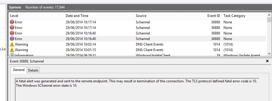 Schannel Error 36888 - Microsoft Q&A
