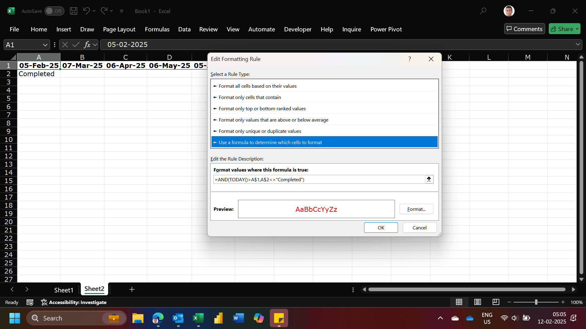 excel date formatting with completion - Microsoft Q&A