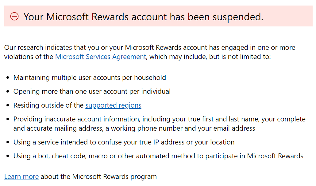 my Microsoft Rewards account has been suspended. How do I recover my ...