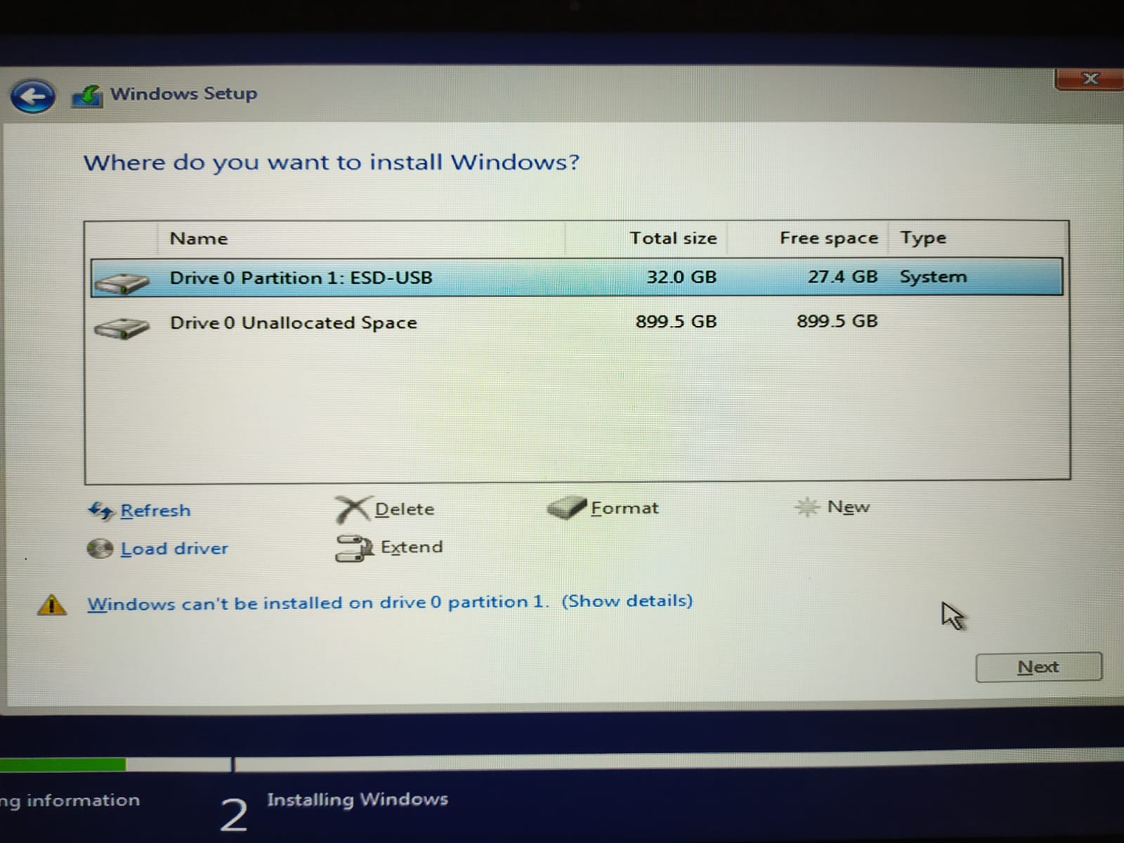 Unable to install Windows 10 - Microsoft Q&A
