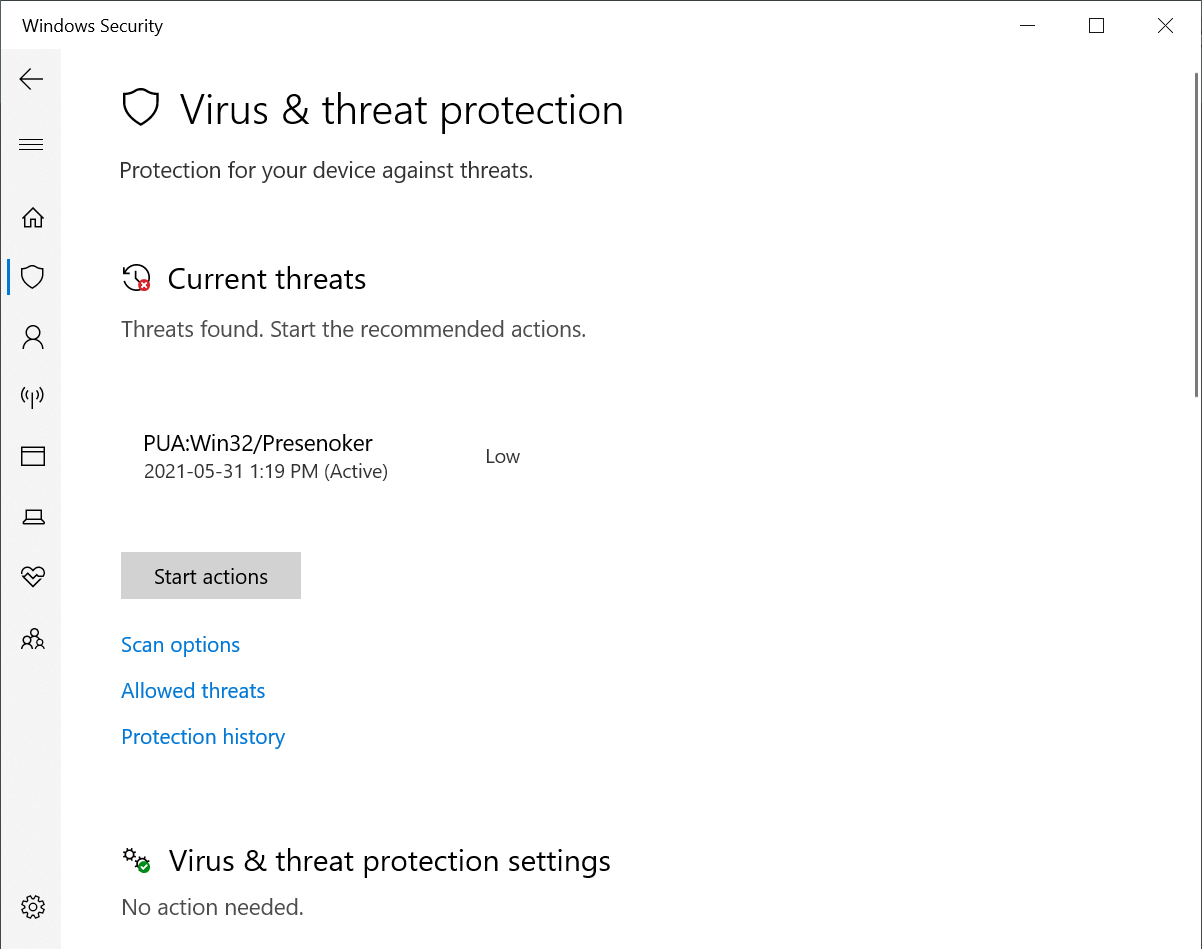 What is PUA:Win32/Presenoker? Windows Security found this threat
