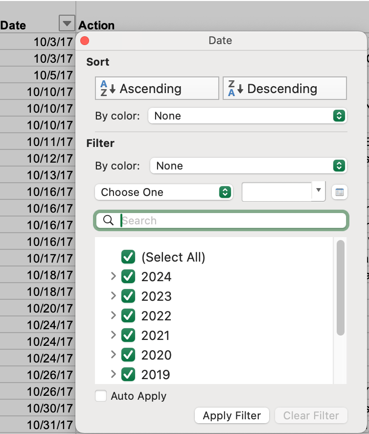 Filter of date file displaying Year in descending sequence - Microsoft Q&A