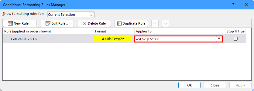 Excel highlight cell based on another cell but whole row rule ...