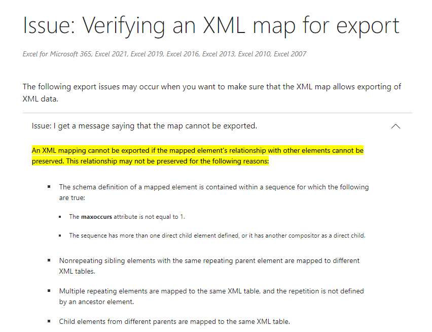Cannot export xlsx file to xml - Microsoft Q&A