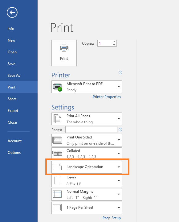 print orientation - Microsoft Q&A