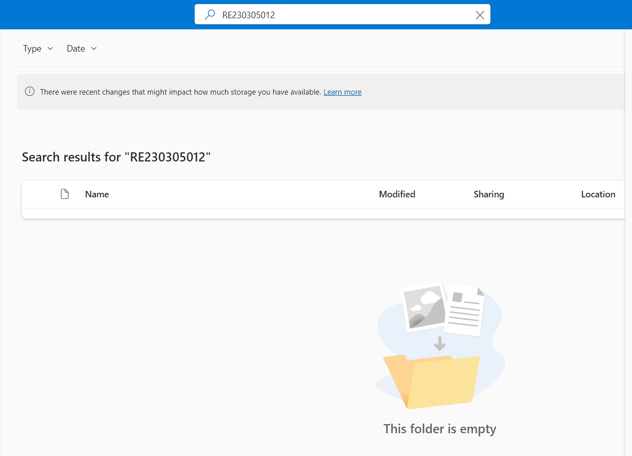 Cannot find file in One drive using file name - Microsoft Q&A