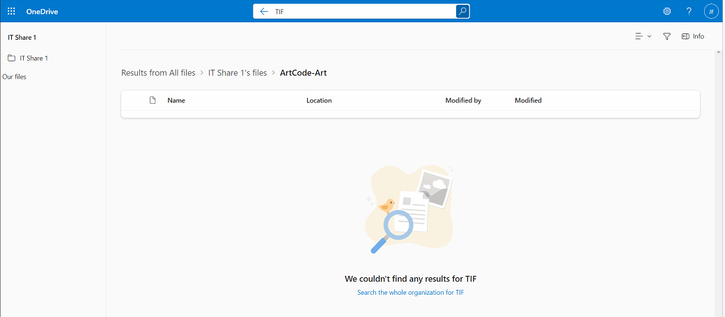 One drive search function in a shared folder is not working - Microsoft Q&A