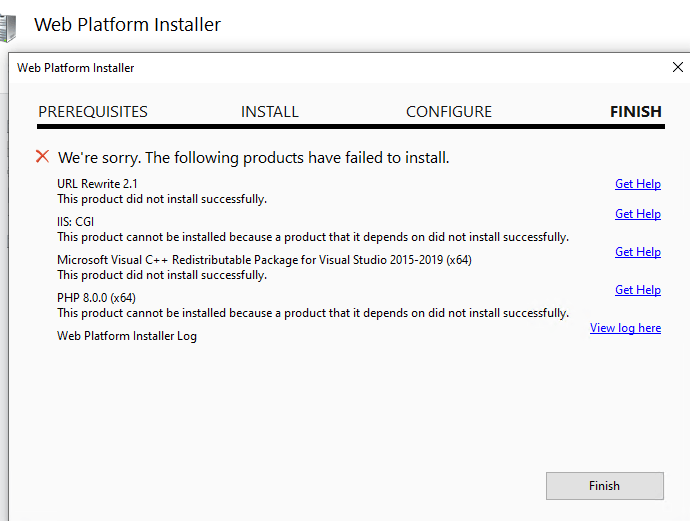 IIS 10: Web Platform Installer Fails to Install PHP, etc - Microsoft Q&A