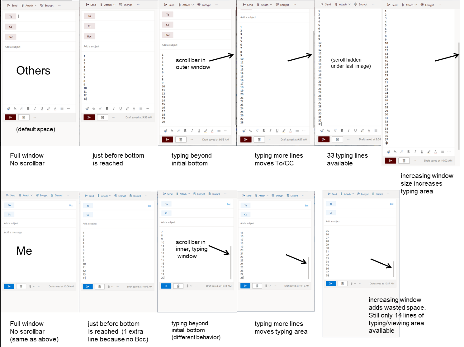 OWA - fixed typing/viewing area for typing - Microsoft Q&A