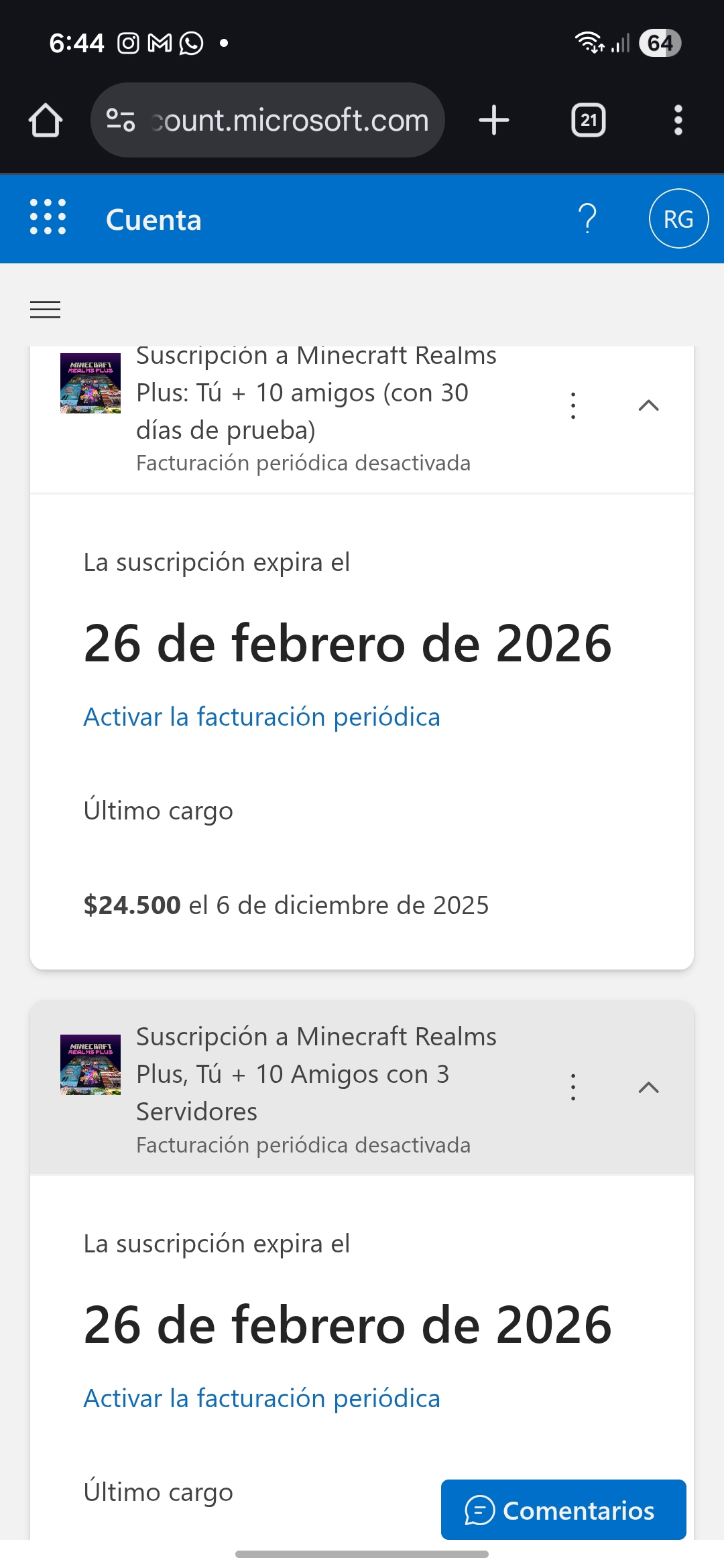 Como puedo tener un reembolso de unos realms de minecraft que me ...