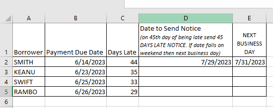 If then formula to calculate 45th day from a specific date - Microsoft Q&A
