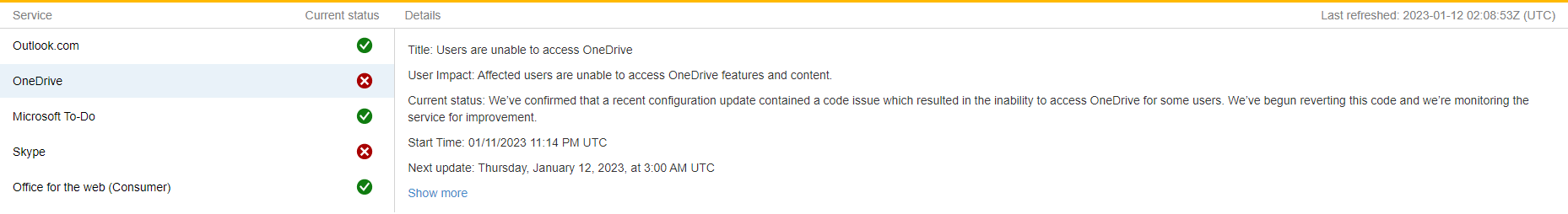 Am getting message about a problem with the OneDrive servers - cannot ...