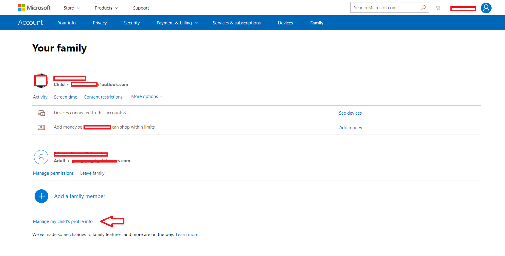 how to edit personal information for a child account through a parent ...