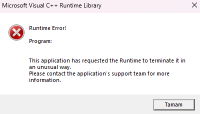 Microsoft Visual C++ Library Runtime Erro - Microsoft Q&A