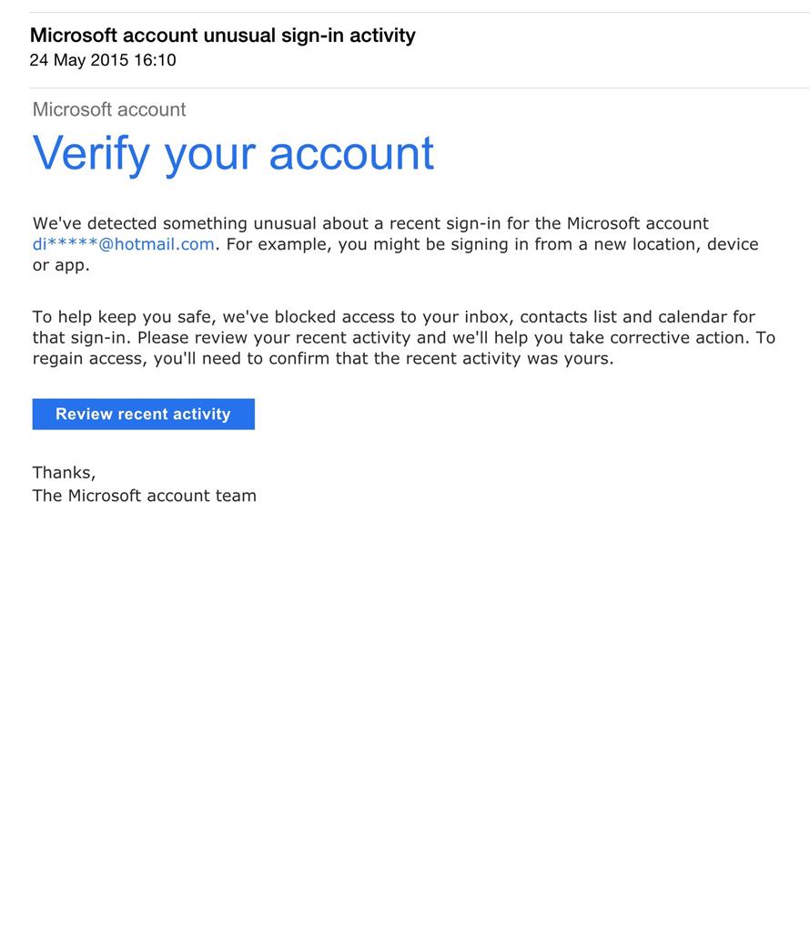 Is this a phishing attempt or genuine mail from Microsoft please ...